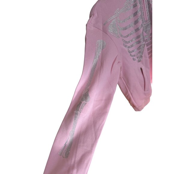 Guapi Men's Skeleton Hoodie Light Pink Silver Rhinestones Ltd Ed Size M (JB) - Picture 5 of 10